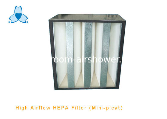 comprar V filtro de ar do plissado da pilha mini para o ar alto do fluxo de ar que segura a unidade, 99,97% para baixo 0,3 um Fabricação em linha
